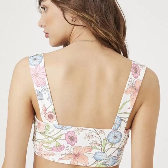 NWT Forever 21 White Floral Printed Bralette Crop Top - Picture 4 of 8